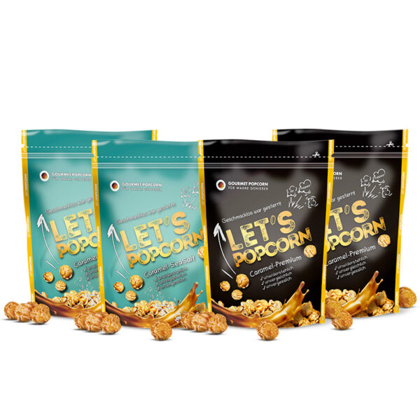 Let's Popcorn - 2x Caramel Premium - 2x Caramel SeaSalt - PowerPack - 2x2